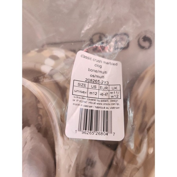 New Crocs Classic Crush Marbled Clog Size M12 Bone Multiple - Picture 11 of 11